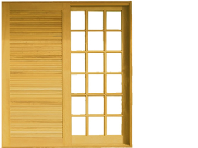 Porta de correr veneziana, 3 folhas <br> reta
